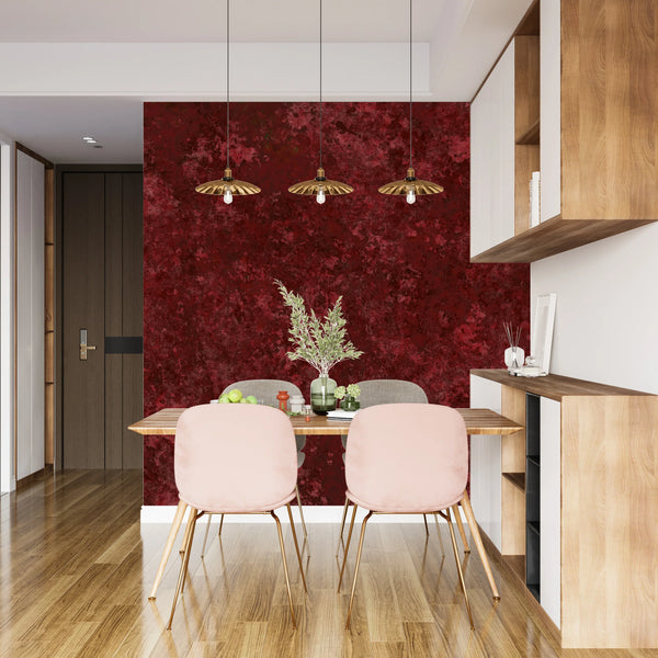 Red Burgundy Wallpaper, Leather Effect Watercolor Mural, Oversized Custom Size Wall Art, Non-Woven, Non-Adhesive, Modern Wall Paper, Removable