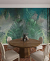 Tropical Leaves Wallpaper, Floral Background Mural, Oversized Custom Size Wall Art, Non-Woven, Non-Adhesive, Modern Wall Paper, Removable