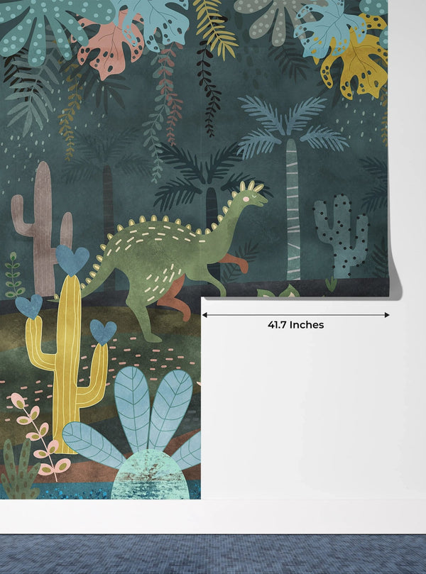 Dino World Wallpaper, Jungle Mural, Oversized Custom Size Wall Art, Non - Woven, Non - Adhesive, Modern Wall Paper, Removable - Adawall Wallpaper - Registered Trade Accounts Only, Wallpaper Wholesale Account - W77755 - Adawall Wholesale - Wallpaper Wholesaler