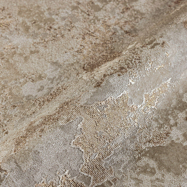 Distressed Metallic Wallpaper, Beige 3D Deep Embossed Shiny Rustic Aged Industrial Design - Walloro High End Wallcoverings & More