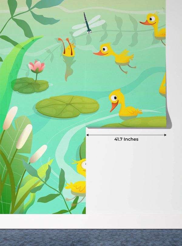 Duck Family Wallpaper, Lake Mural, Oversized Custom Size Wall Art, Non - Woven, Non - Adhesive, Modern Wall Paper, Removable - Adawall Wallpaper - Registered Trade Accounts Only, Wallpaper Wholesale Account - W78133 - Adawall Wholesale - Wallpaper Wholesaler