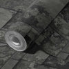Elegant Black Stone Metallic Wallpaper, Realistic 3D Embossed Wall Decor, Industrial Aesthetic Wallcovering - Walloro High End Wallcoverings & More