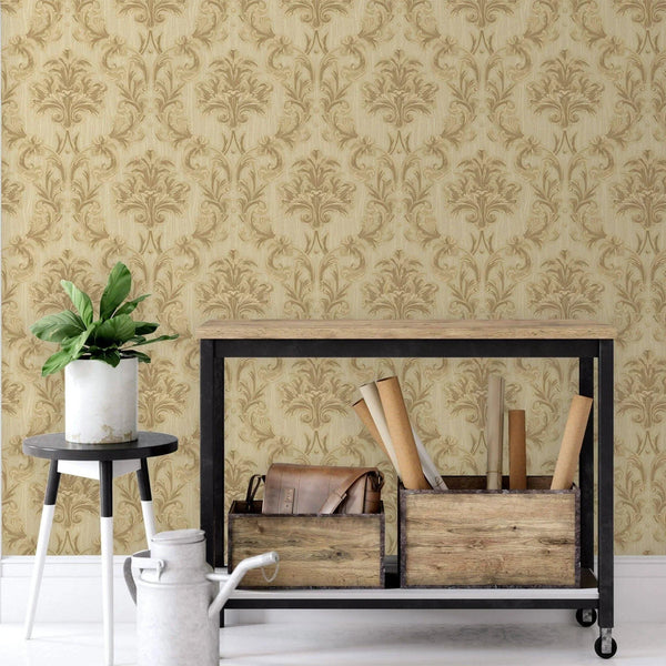 Elegant Damask Embossed Wallpaper, Beige 3D Textured Wallcovering, Traditional, Extra Large 114 sq ft Roll, Stylish Wallpaper, Luxury Floral - Adawall Wallpaper - Registered Trade Accounts Only, Wallpaper Wholesale Account - 6808-2 - Adawall Wholesale - Wallpaper Wholesaler