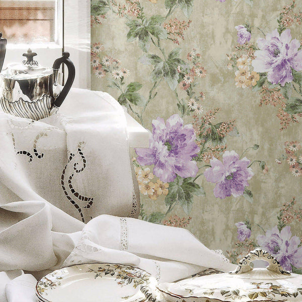 Elegant Deep Embossed Floral Wallpaper, Rich Textured Wallcovering, Traditional, Beige Purple, Extra Large 114 sq ft Roll, Flowers Wallpaper - Adawall Wallpaper - Registered Trade Accounts Only, Wallpaper Wholesale Account - 4708-2 - Adawall Wholesale - Wallpaper Wholesaler