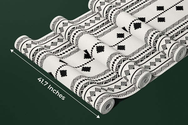 Ethnic Tribal Black and White Wallpaper, Seamless Pattern Mural, Oversized Custom Size Wall Art, Non - Woven, Non - Adhesive, Modern Wall Paper, Removable - Adawall Wallpaper - Registered Trade Accounts Only, Wallpaper Wholesale Account - W77980 - Adawall Wholesale - Wallpaper Wholesaler