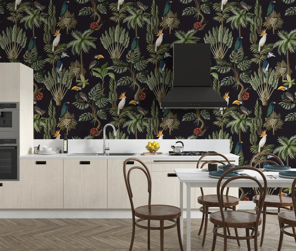 Exotic Plants and Birds Wallpaper, Forest Mural, Oversized Custom Size Wall Art, Non - Woven, Non - Adhesive, Modern Wall Paper, Removable - Adawall Wallpaper - Registered Trade Accounts Only, Wallpaper Wholesale Account - W77519 - Adawall Wholesale - Wallpaper Wholesaler