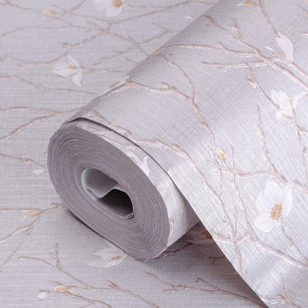 Floral Blossom Embossed Wallpaper, Flower Branches Chinoiserie Wallcovering - Adawall Wallpaper - Registered Trade Accounts Only, Wallpaper Wholesale Account - 7800-2 - Adawall Wholesale - Wallpaper Wholesaler