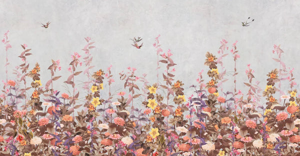 Floral Blossoms Wallpaper, Yellow Flowers Birds Wall Mural, Oversized Custom Size Wall Art, Non - Woven, Non - Adhesive, Modern Wall Paper, Removable - Adawall Wallpaper - Registered Trade Accounts Only, Wallpaper Wholesale Account - SE320-2 - Adawall Wholesale - Wallpaper Wholesaler