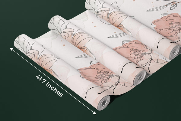 Floral Hand Drawn Wallpaper, Botanical Mural, Oversized Custom Size Wall Art, Non - Woven, Non - Adhesive, Modern Wall Paper, Removable - Adawall Wallpaper - Registered Trade Accounts Only, Wallpaper Wholesale Account - W77937 - Adawall Wholesale - Wallpaper Wholesaler