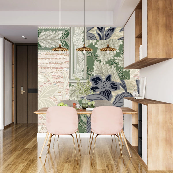 Floral Wallpaper, Patchwork Mural, Oversized Custom Size Wall Art, Non - Woven, Non - Adhesive, Modern Wall Paper, Removable - Adawall Wallpaper - Registered Trade Accounts Only, Wallpaper Wholesale Account - W77866 - Adawall Wholesale - Wallpaper Wholesaler