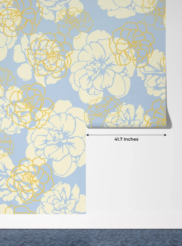 Flowers, Light Blue Wallpaper, Seamless Pattern Mural, Oversized Custom Size Wall Art, Non - Woven, Non - Adhesive, Modern Wall Paper, Removable - Adawall Wallpaper - Registered Trade Accounts Only, Wallpaper Wholesale Account - W77894 - Adawall Wholesale - Wallpaper Wholesaler