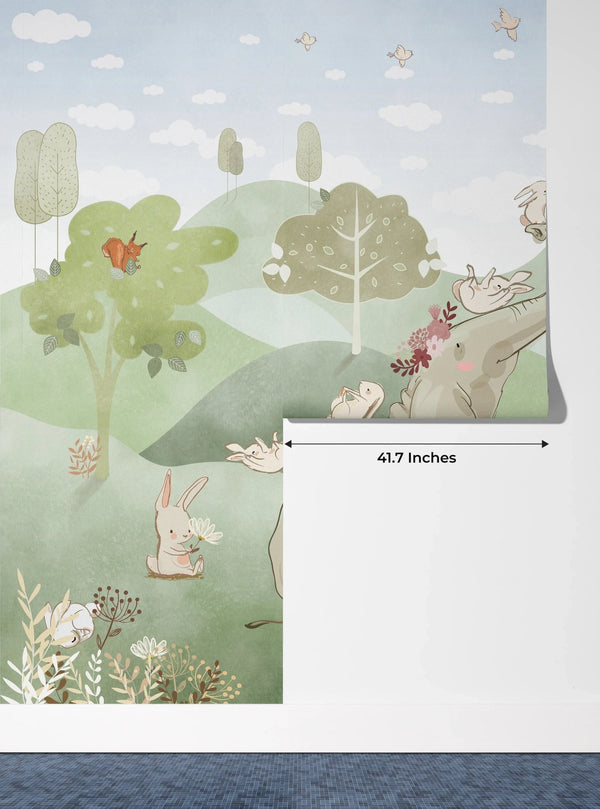 Forest Animals Wallpaper, Woodland Summer Mural, Oversized Custom Size Wall Art, Non - Woven, Non - Adhesive, Modern Wall Paper, Removable - Adawall Wallpaper - Registered Trade Accounts Only, Wallpaper Wholesale Account - W77753 - Adawall Wholesale - Wallpaper Wholesaler