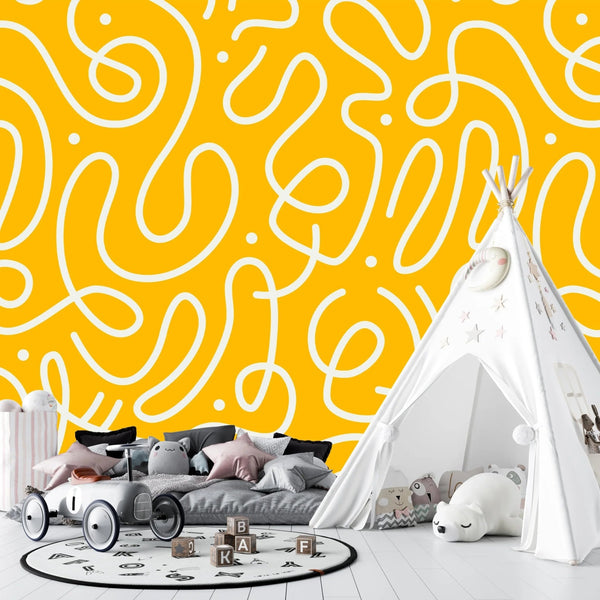 Fun Line Doodle Wallpaper, Seamless Pattern Mural, Oversized Custom Size Wall Art, Non - Woven, Non - Adhesive, Modern Wall Paper, Removable - Adawall Wallpaper - Registered Trade Accounts Only, Wallpaper Wholesale Account - W78199 - Adawall Wholesale - Wallpaper Wholesaler