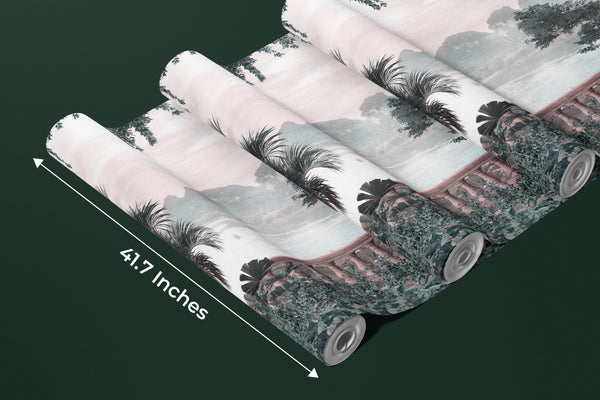 Oil Painting Wallpaper, Tropical Leaves, Trees Mural, Oversized Custom Size Wall Art, Non-Woven, Non-Adhesive, Modern Wall Paper, Removable