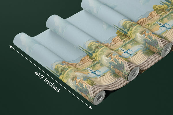 Ancient Roman Garden Wallpaper, Palace Fountain Mural, Oversized Custom Size Wall Art, Non-Woven, Non-Adhesive, Modern Wall Paper, Removable