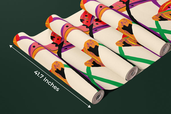 Tropical Plant Wallpaper, Colorful Leaves Mural, Oversized Custom Size Wall Art, Non-Woven, Non-Adhesive, Modern Wall Paper, Removable