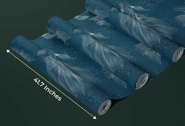 Koi Fish Wallpaper, Silver Line Style Wall Mural, Oversized Custom Size Wall Art, Non-Woven, Non-Adhesive, Modern Wall Paper, Removable