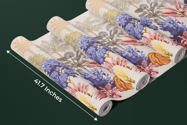 Tropical Vintage Landscape Wallpaper, Trees Wall Mural, Oversized Custom Size Wall Art, Non-Woven, Non-Adhesive, Modern Wall Paper, Removable