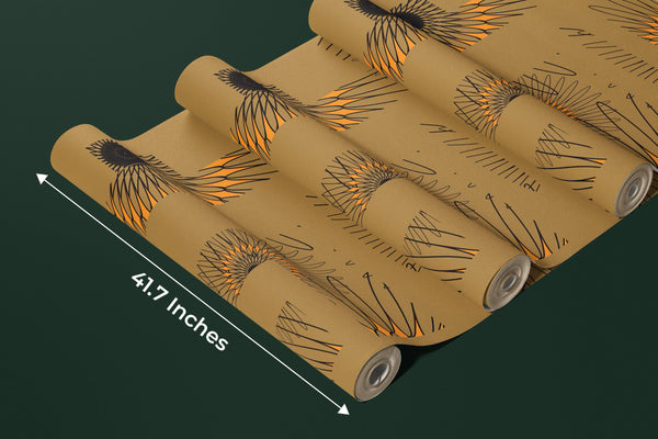 Abstract Sunflower Elements Wallpaper, Seamless Pattern Mural, Oversized Custom Size Wall Art, Non-Woven, Non-Adhesive, Modern Wall Paper, Removable