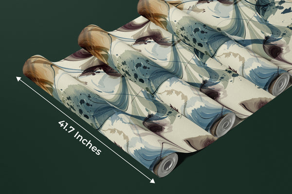 Liquid Watercolor Wallpaper, Abstract Flow Mural, Oversized Custom Size Wall Art, Non-Woven, Non-Adhesive, Modern Wall Paper, Removable