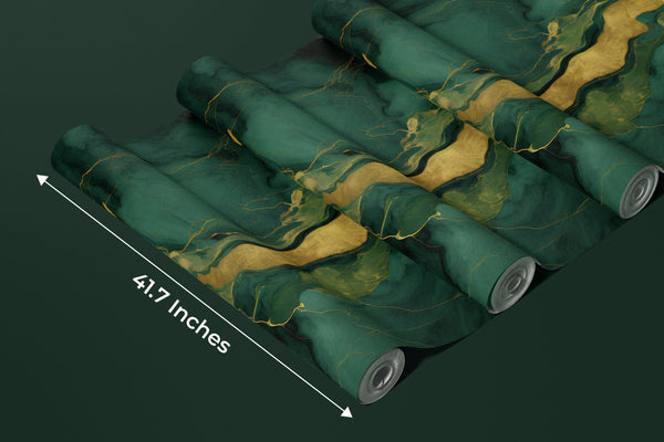 Black and Green Marble Wallpaper, Abstract Mural, Oversized Custom Size Wall Art, Non-Woven, Non-Adhesive, Modern Wall Paper, Removable