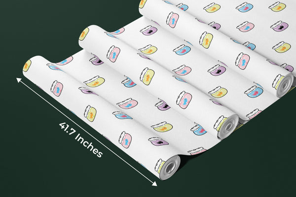 Goldfishes Doodle Wallpaper, Seamless Pattern Mural, Oversized Custom Size Wall Art, Non-Woven, Non-Adhesive, Modern Wall Paper, Removable