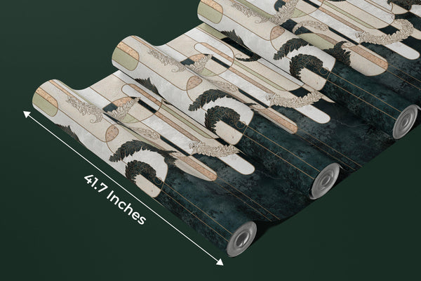 Classic Baroque Wallpaper, Geometric Mural, Oversized Custom Size Wall Art, Non-Woven, Non-Adhesive, Modern Wall Paper, Removable