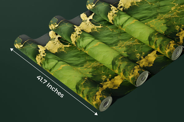 Light Green Marble Wallpaper, Gold Abstract Mural, Oversized Custom Size Wall Art, Non-Woven, Non-Adhesive, Modern Wall Paper, Removable