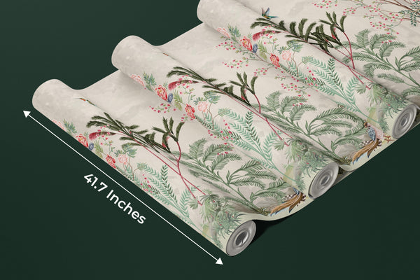 Blossom Trees Wallpaper, Sparrows Mural, Oversized Custom Size Wall Art, Non-Woven, Non-Adhesive, Modern Wall Paper, Removable