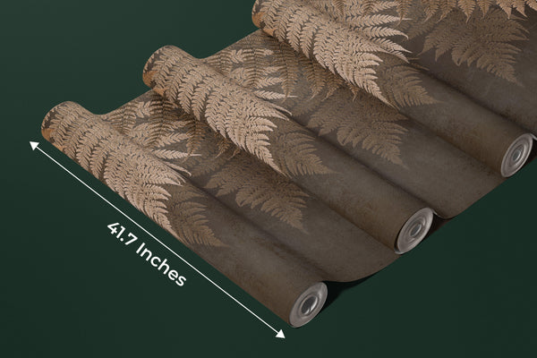 Tropical Leaves Wallpaper, Brown Tones Mural, Oversized Custom Size Wall Art, Non-Woven, Non-Adhesive, Modern Wall Paper, Removable