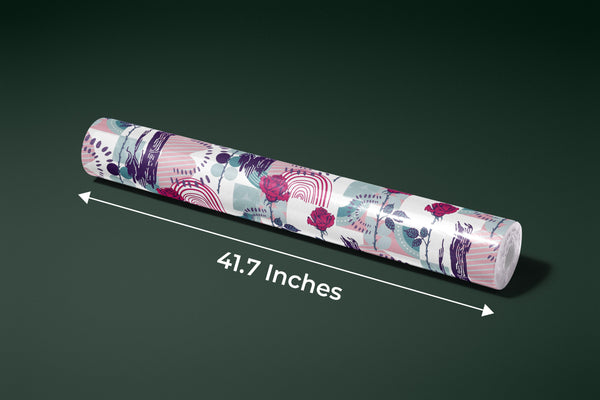 Rose and Abstract Figures Wallpaper, Seamless Pattern Mural, Oversized Custom Size Wall Art, Non-Woven, Non-Adhesive, Modern Wall Paper, Removable