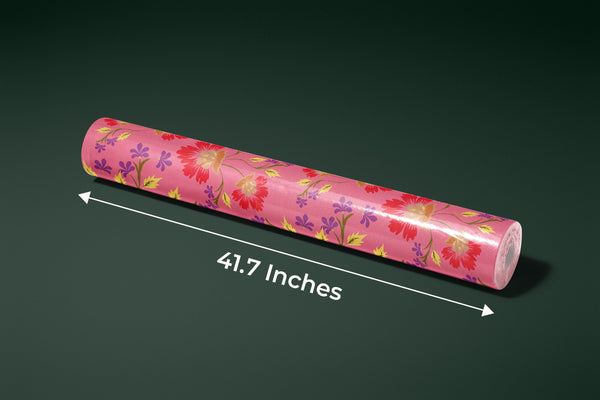 Colorful Floral, Pink Background Wallpaper, Seamless Pattern Mural, Oversized Custom Size Wall Art, Non-Woven, Non-Adhesive, Modern Wall Paper, Removable