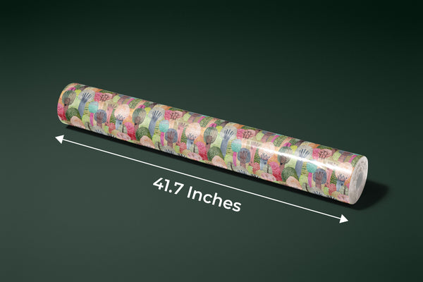 Childish Forest Wallpaper, Seamless Pattern Mural, Oversized Custom Size Wall Art, Non-Woven, Non-Adhesive, Modern Wall Paper, Removable