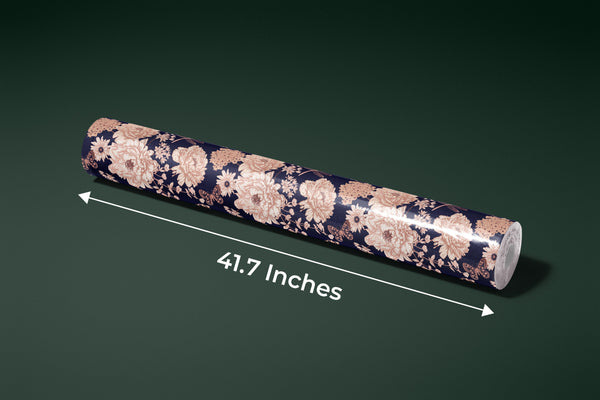 White and Gold Blooming Flowers Wallpaper, Dark Seamless Pattern Mural, Oversized Custom Size Wall Art, Non-Woven, Non-Adhesive, Modern Wall Paper, Removable