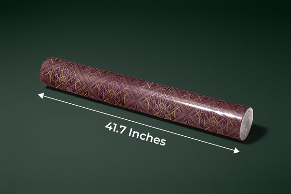 Gold Art Deco Wallpaper, Dark Red Background Mural, Oversized Custom Size Wall Art, Non-Woven, Non-Adhesive, Modern Wall Paper, Removable