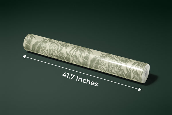 Botanic Plants Wallpaper, Green Mural, Oversized Custom Size Wall Art, Non-Woven, Non-Adhesive, Modern Wall Paper, Removable