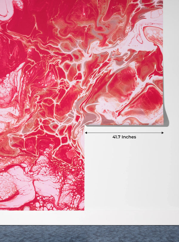 Red Harmony Wallpaper, Artistic Mural, Oversized Custom Size Wall Art, Non-Woven, Non-Adhesive, Modern Wall Paper, Removable