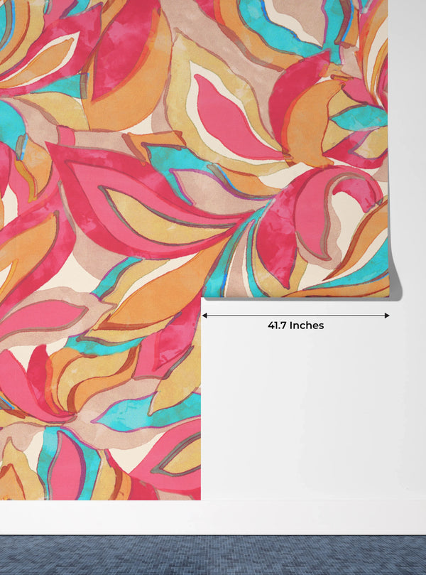 Elegant Floral Wallpaper, Seamless Pattern Mural, Oversized Custom Size Wall Art, Non-Woven, Non-Adhesive, Modern Wall Paper, Removable