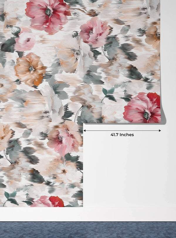 Elegant Beatiful Floral Wallpaper, Seamless Pattern Mural, Oversized Custom Size Wall Art, Non-Woven, Non-Adhesive, Modern Wall Paper, Removable