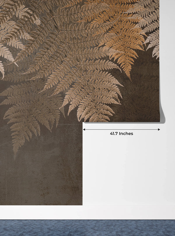 Tropical Leaves Wallpaper, Brown Tones Mural, Oversized Custom Size Wall Art, Non-Woven, Non-Adhesive, Modern Wall Paper, Removable