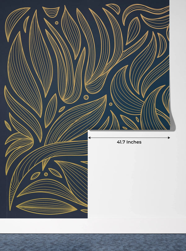 Art Deco Wallpaper, Wavy Flower Mural, Oversized Custom Size Wall Art, Non-Woven, Non-Adhesive, Modern Wall Paper, Removable