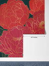 Red Peonies Wallpaper, Luxurious Gold Mural, Oversized Custom Size Wall Art, Non-Woven, Non-Adhesive, Modern Wall Paper, Removable