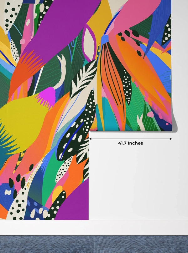 Exotic Abstract Wallpaper, Jungle and Snakes Mural, Oversized Custom Size Wall Art, Non-Woven, Non-Adhesive, Modern Wall Paper, Removable