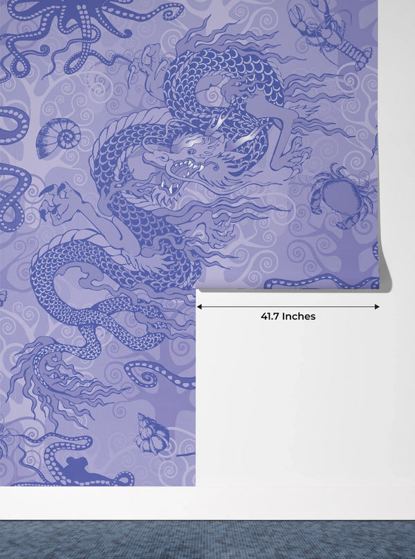 Toile de Jou, Purple Wallpaper, Seamless Pattern Mural, Oversized Custom Size Wall Art, Non-Woven, Non-Adhesive, Modern Wall Paper, Removable