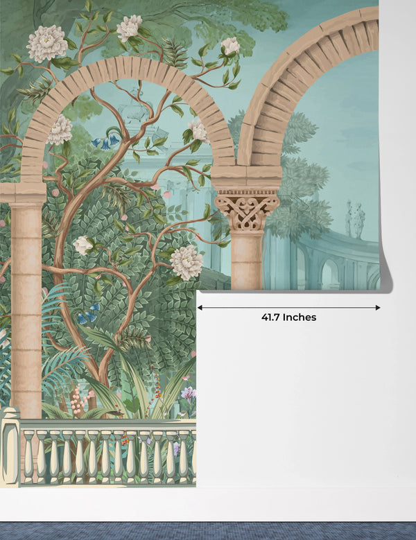 Ancient Roman Architecture Wallpaper,Botanic Mural, Oversized Custom Size Wall Art, Non-Woven, Non-Adhesive, Modern Wall Paper, Removable