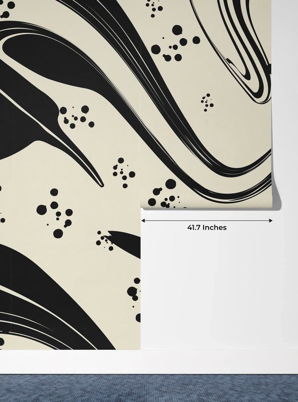 Abstract Black-White Wallpaper, Seamless Pattern Mural, Oversized Custom Size Wall Art, Non-Woven, Non-Adhesive, Modern Wall Paper, Removable