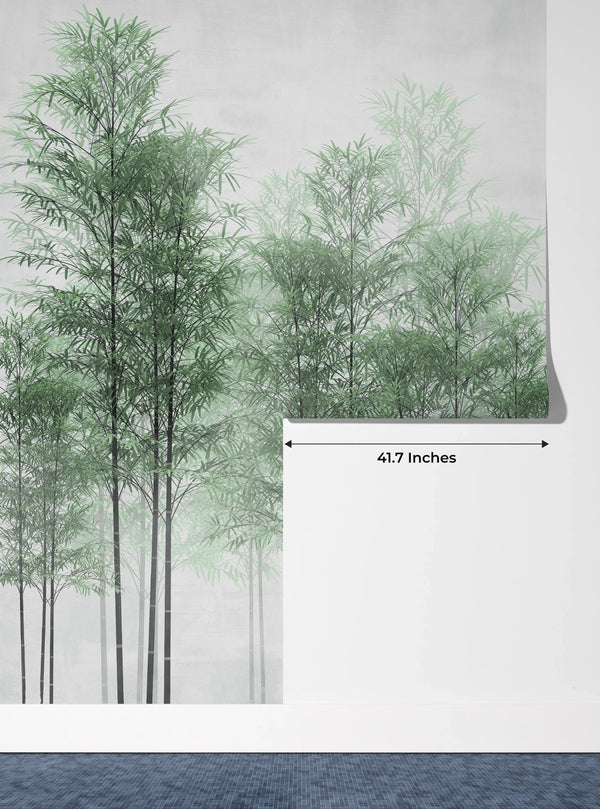 Trees Wallpaper, Foggy Forest Mural, Oversized Custom Size Wall Art, Non-Woven, Non-Adhesive, Modern Wall Paper, Removable