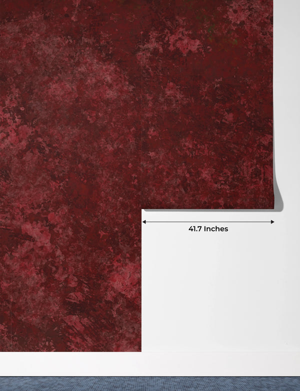 Red Burgundy Wallpaper, Leather Effect Watercolor Mural, Oversized Custom Size Wall Art, Non-Woven, Non-Adhesive, Modern Wall Paper, Removable