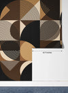 Black and Brown Wallpaper, Geometric Mural, Oversized Custom Size Wall Art, Non-Woven, Non-Adhesive, Modern Wall Paper, Removable