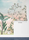 Chinoiserie Wallpaper, Floral Trees Mural, Oversized Custom Size Wall Art, Non-Woven, Non-Adhesive, Modern Wall Paper, Removable